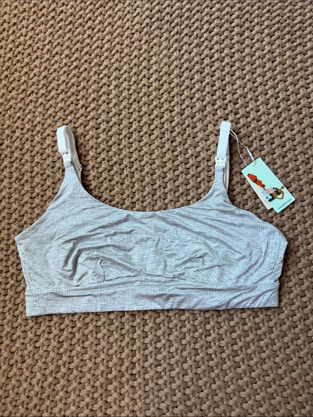 NWT Bodily The Everything Bra Grey Marl Size Large Nursing Maternity